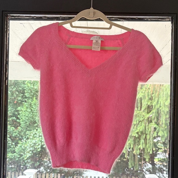 90s Vintage Celine Pink Angora Blend Sweater - Picture 1 of 14